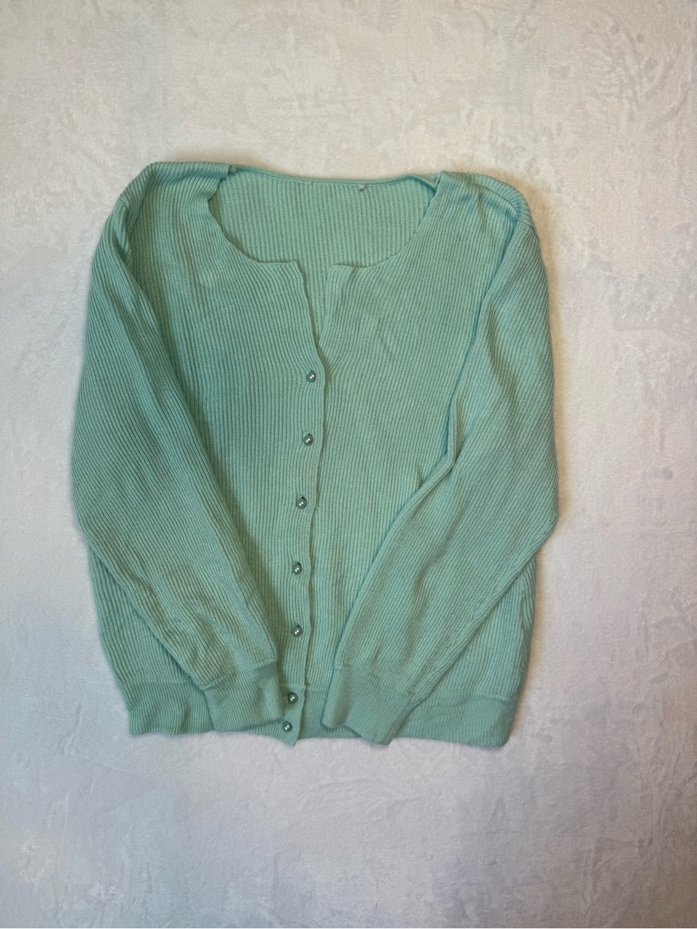 Source Unknown Mint Aqua Ribbed Button-Front Cardigan